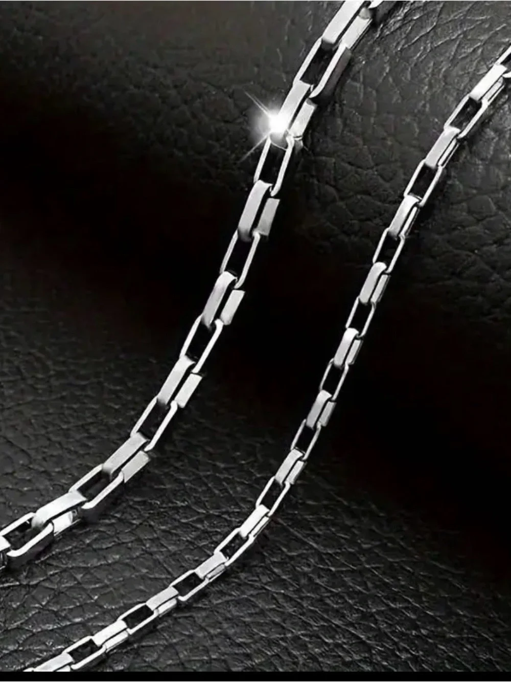 Men's Stainless Steel Box Link Chain Necklace - Silver